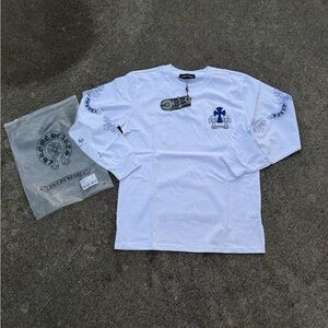 Chrome Hearts White and Blue Long Sleeve Tee